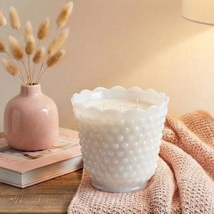 Hand-Poured Vintage Milk Glass Candle