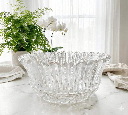 Antique ABP Cut Crystal Bowl: Hobstar Design, Art Deco