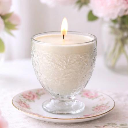Soy Candle in Vintage Avon Glass Candy Dish, Shabby Chic Decor