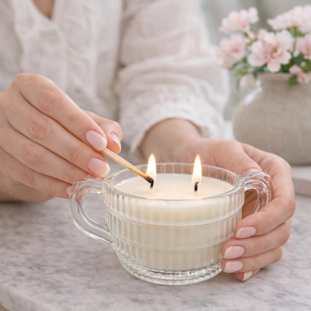 Vintage Hazel Atlas Sugar Dish Scented Candle, Grapefruit and Mint