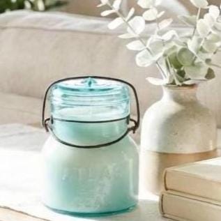 Vintage Atlas E-Z Seal Jar Candle with Glass Lid, Cottage Decor