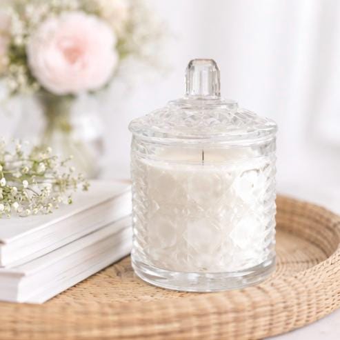 Scented Soy Candle in Federal Glass Sugar Bowl