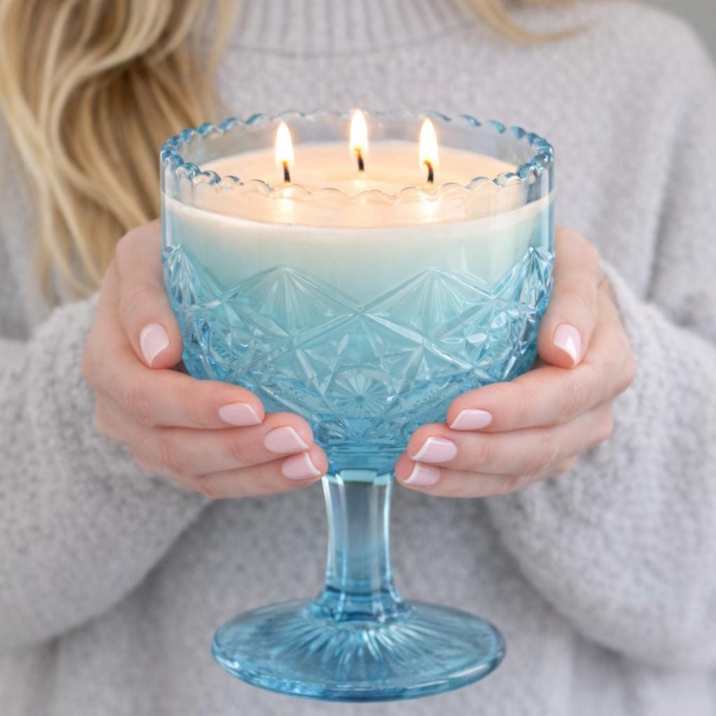 Scented Candle in Vintage Footed Compote, Cottage Decor