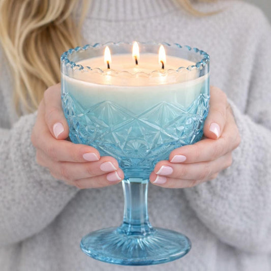 Scented Candle in Vintage Footed Compote, Cottage Decor