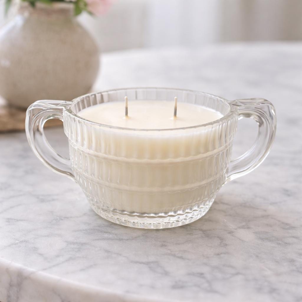 Vintage Hazel Atlas Sugar Dish Scented Candle, Grapefruit and Mint