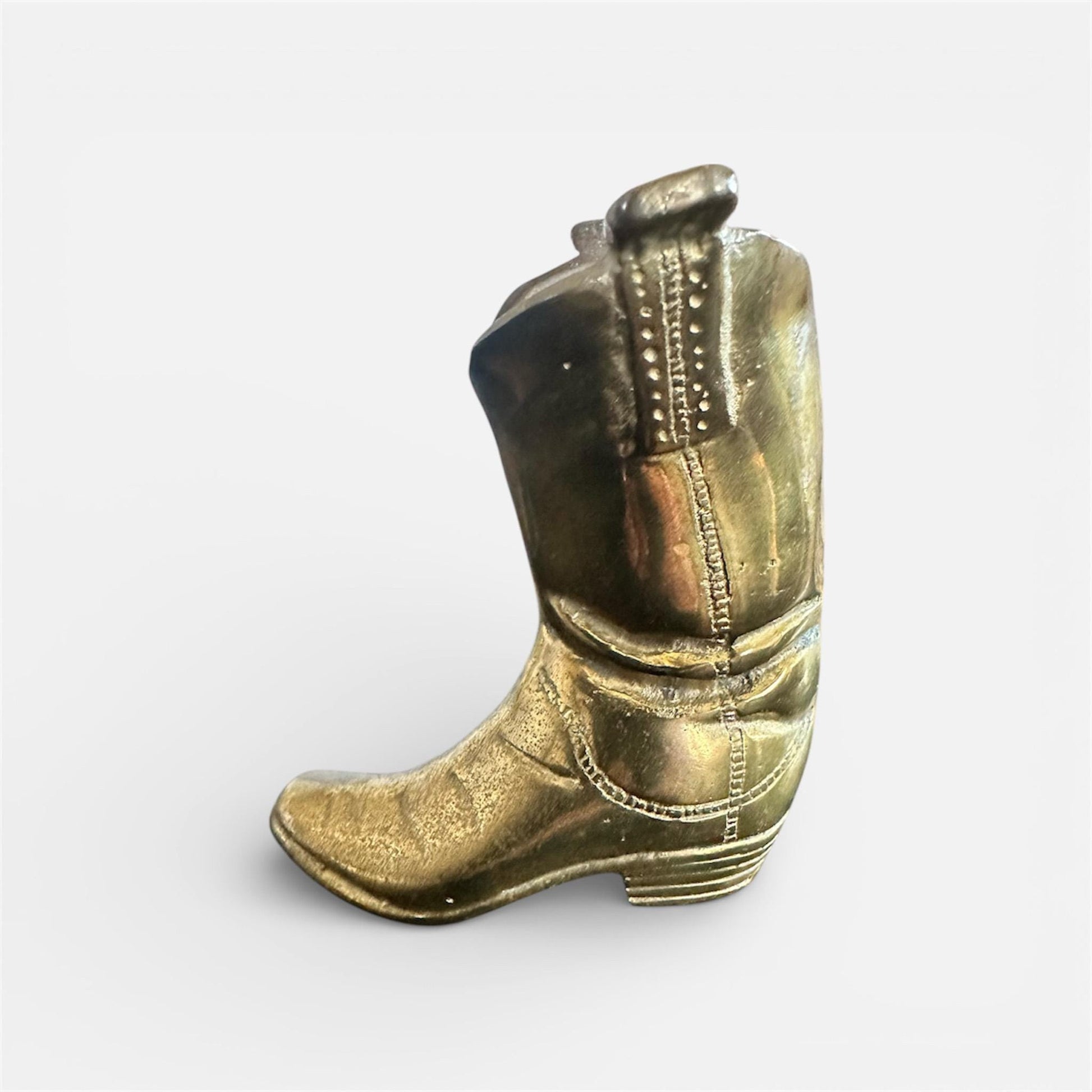Vintage Brass Cowboy Boot Figurine, Western Paperweight