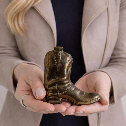 Vintage Brass Cowboy Boot Figurine, Western Paperweight