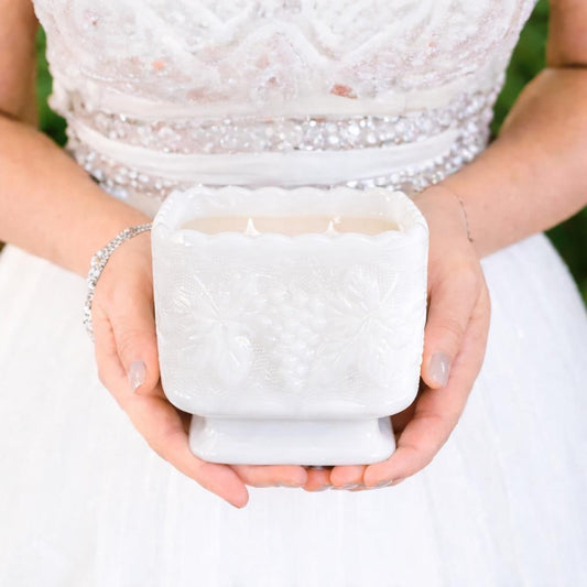 Custom Scented Hand-Poured Vintage Milk Glass Candle