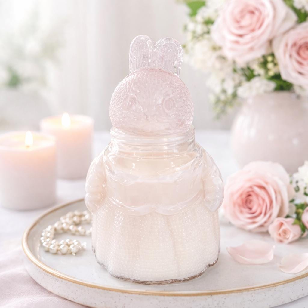 Pink glass bunny candle