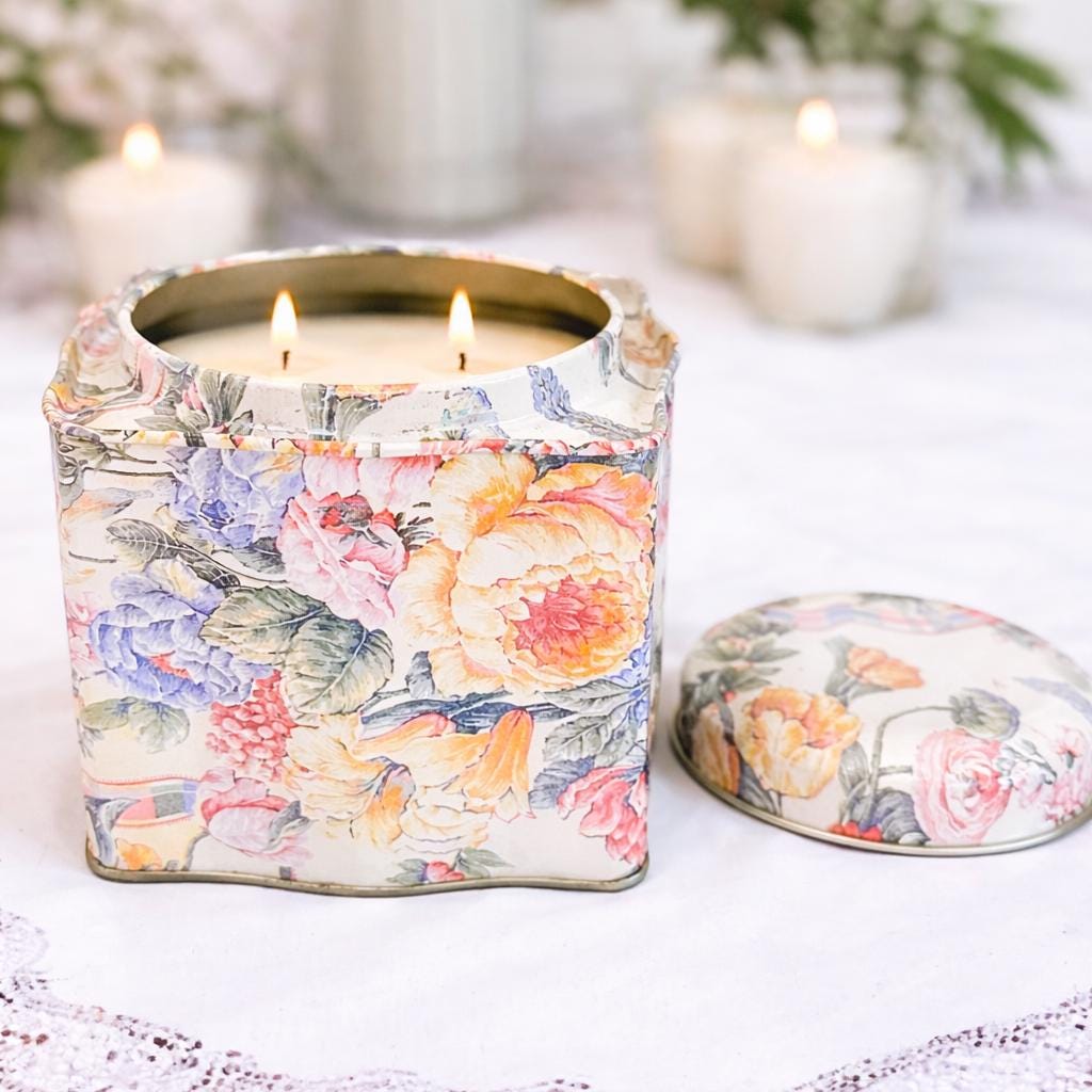 Vintage Biscuit Tin, Spring Soy Wax Candle