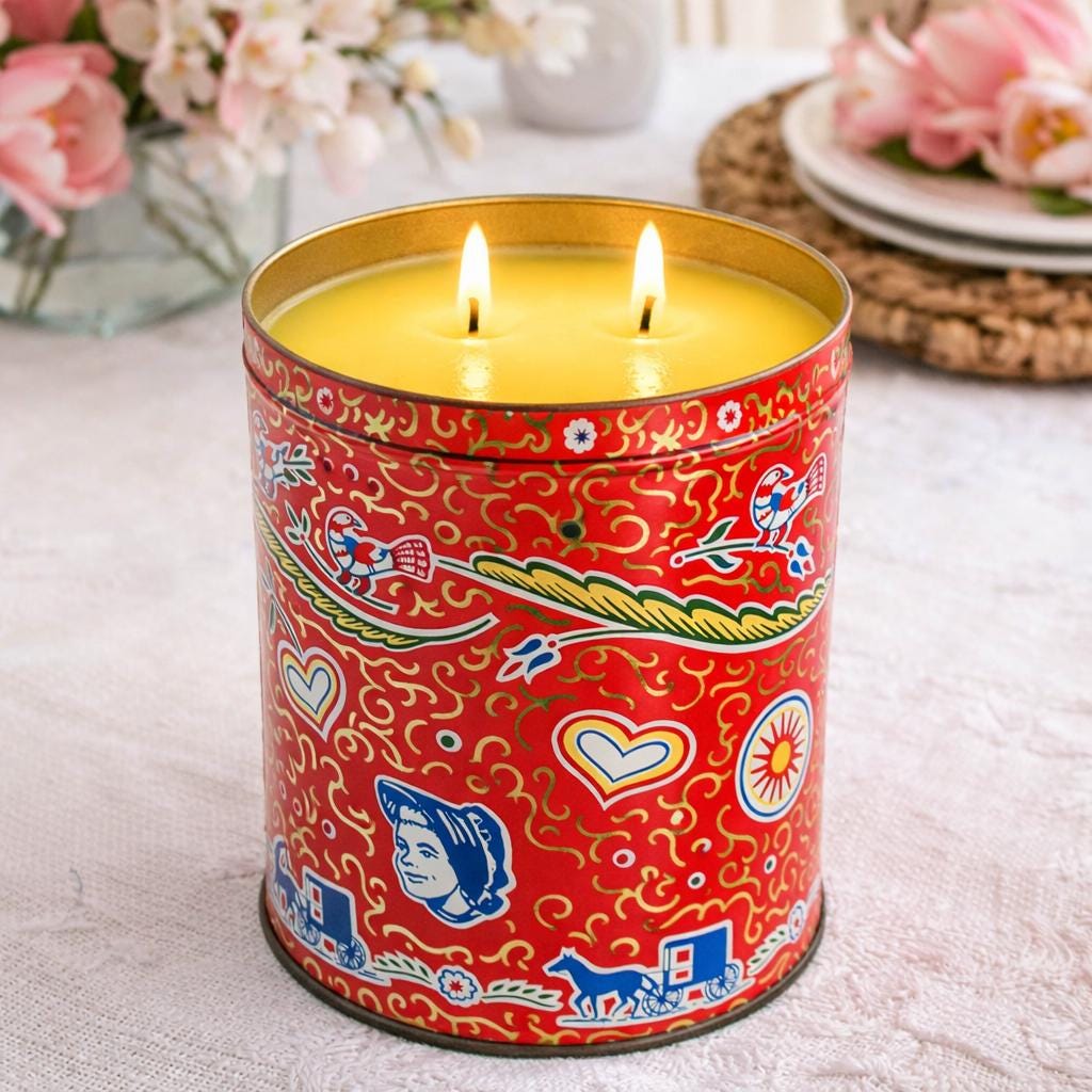 Vintage Amish Theme Tin Candle, Spring Gift for Mom