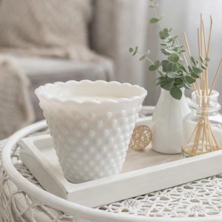 Vintage Fenton Milk Glass Candle, Housewarming Gift for Her