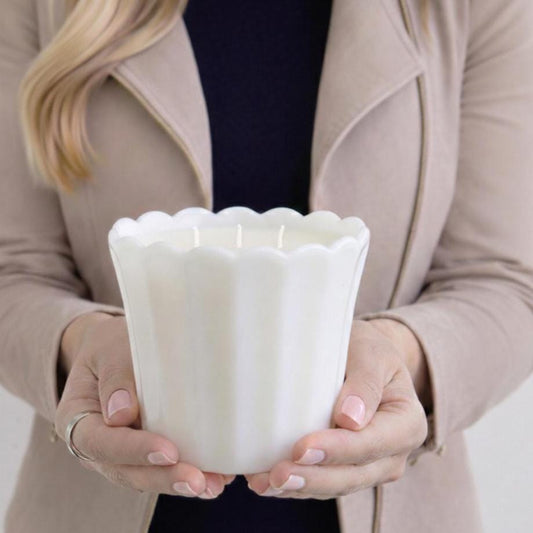 Scented Soy Candle in Vintage Milk Glass Planter