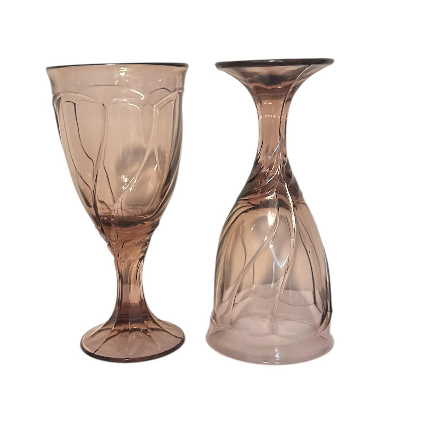 Noritake Sweet Swirl Amethyst Wine Glasses, Set of 2, Pressed Glass