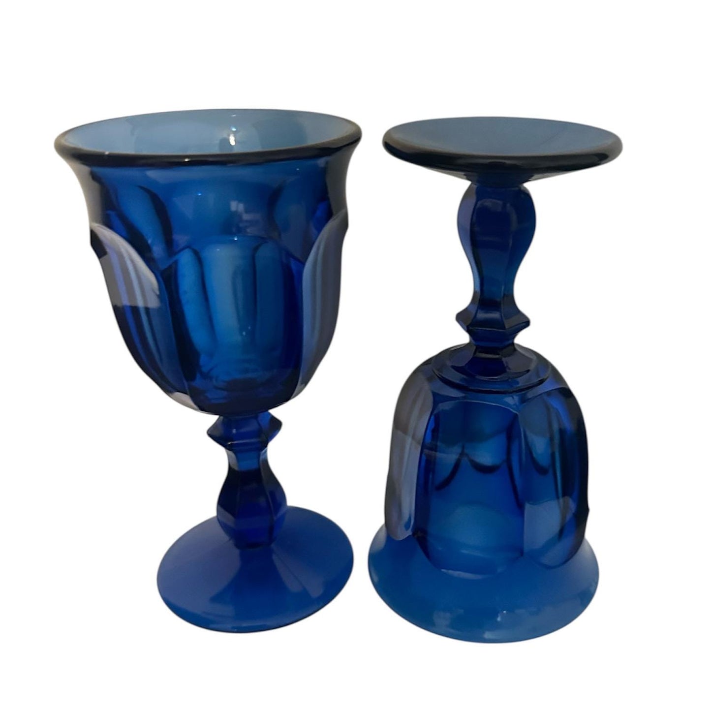 mperial Glass Old Williamsburg Cobalt Blue Goblets, Set of 2, Vintage 1970s Water Glasses