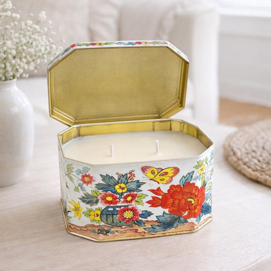 Spring Scented Candle in Vintage Tin, Victorian Home Decor