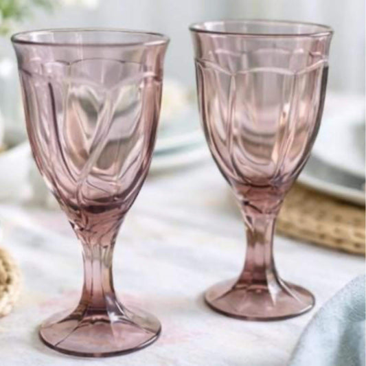 Noritake Sweet Swirl Amethyst Wine Glasses, Set of 2, Pressed Glass