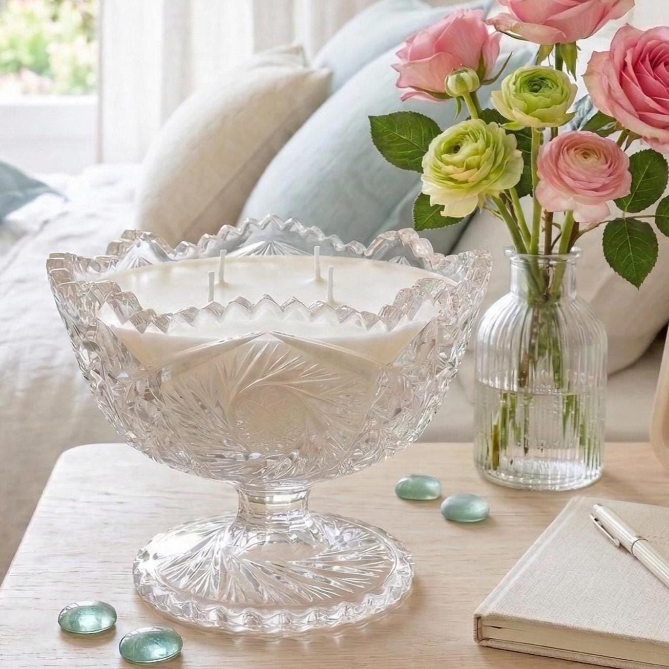 Vintage Smith Glass Compote Soy Candle, Sea Salt & Orchid