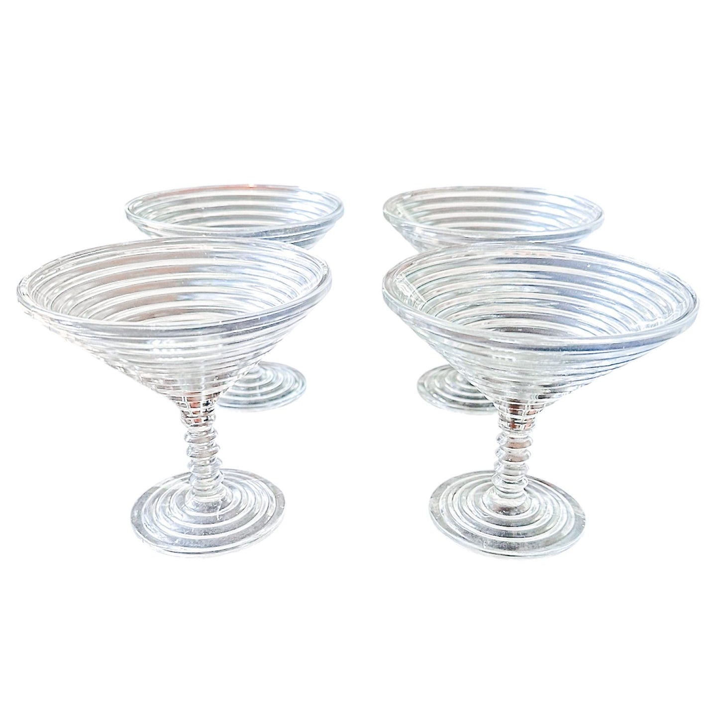 Anchor Hocking Manhattan Clear Glass Compotes, Set of 4, Depression Glass Dessert Dishes, Bar Cart Decor