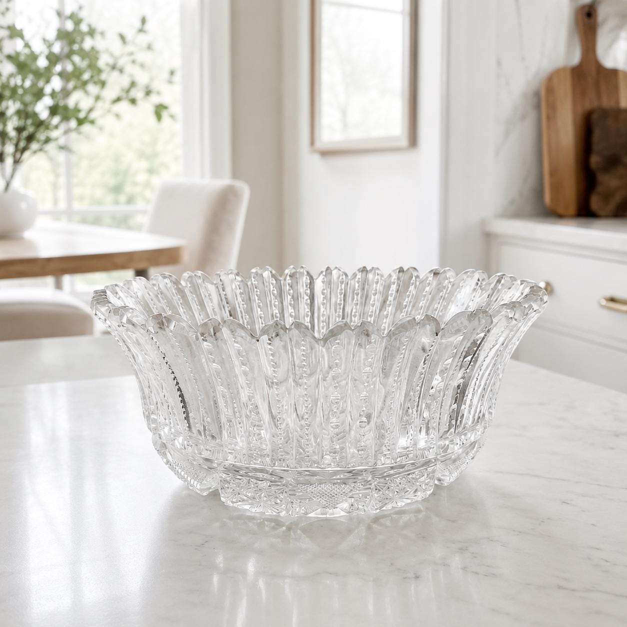 Antique ABP Cut Crystal Bowl: Hobstar Design, Art Deco