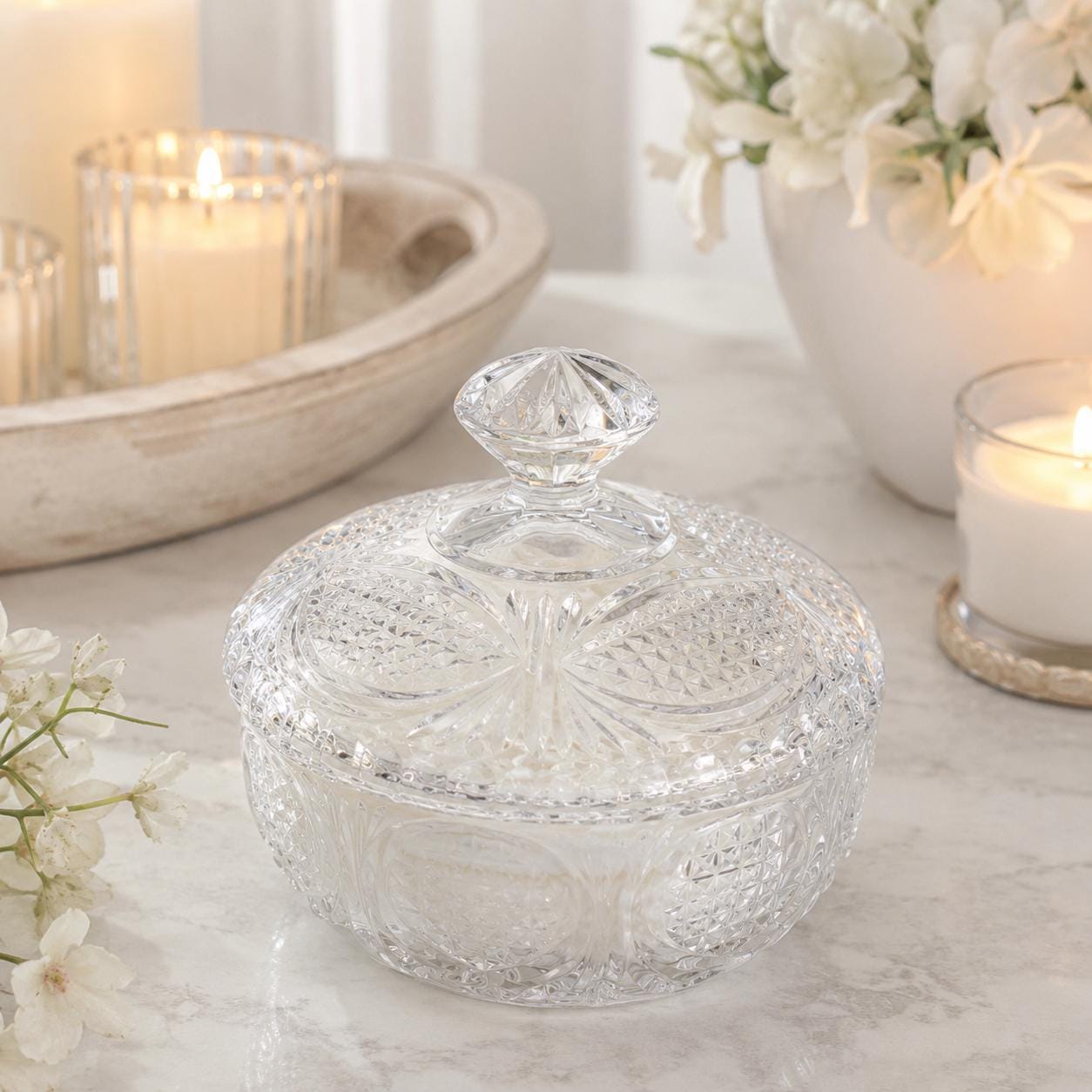 Vintage Glass Candy Dish Candle – Pineapple Fiesta