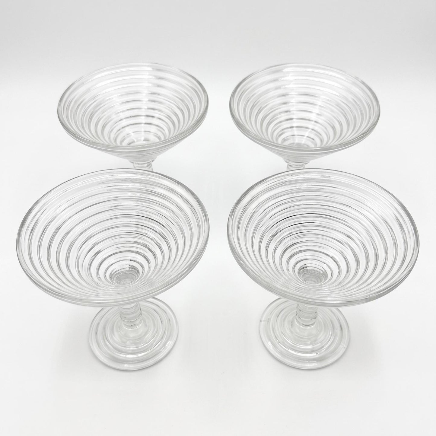 Anchor Hocking Manhattan Clear Glass Compotes, Set of 4, Depression Glass Dessert Dishes, Bar Cart Decor