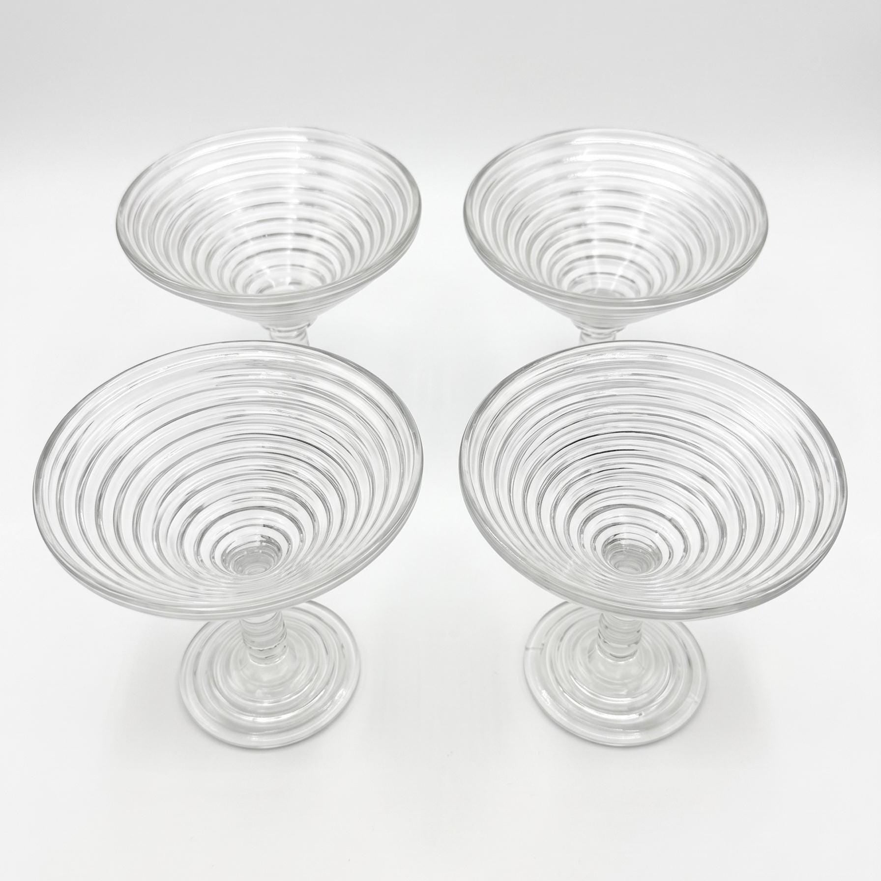 Anchor Hocking Manhattan Clear Glass Compotes, Set of 4, Depression Glass Dessert Dishes, Bar Cart Decor