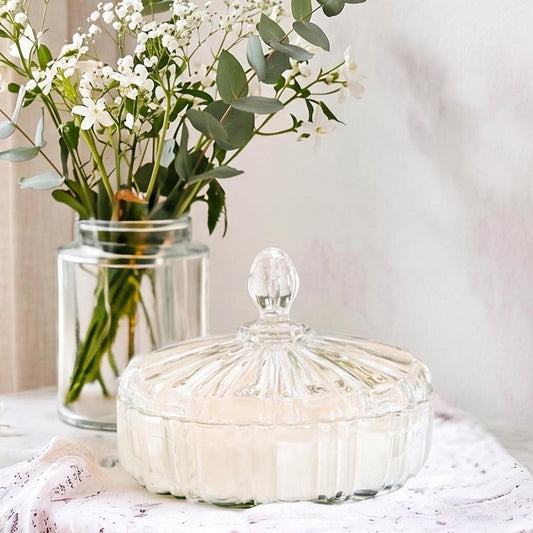 Vintage Clear Glass Candy Dish Candle – Spring Scents