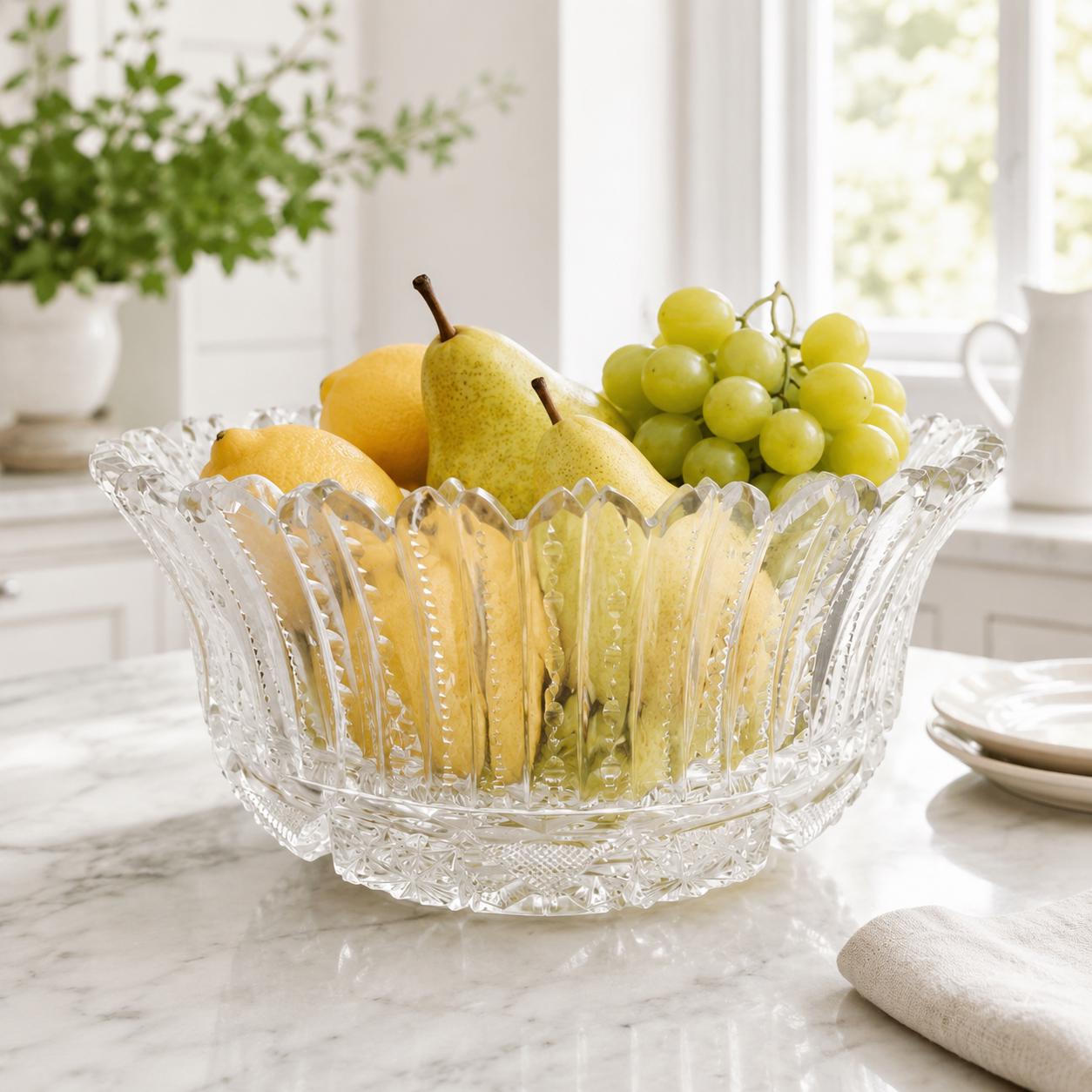 Antique ABP Cut Crystal Bowl: Hobstar Design, Art Deco