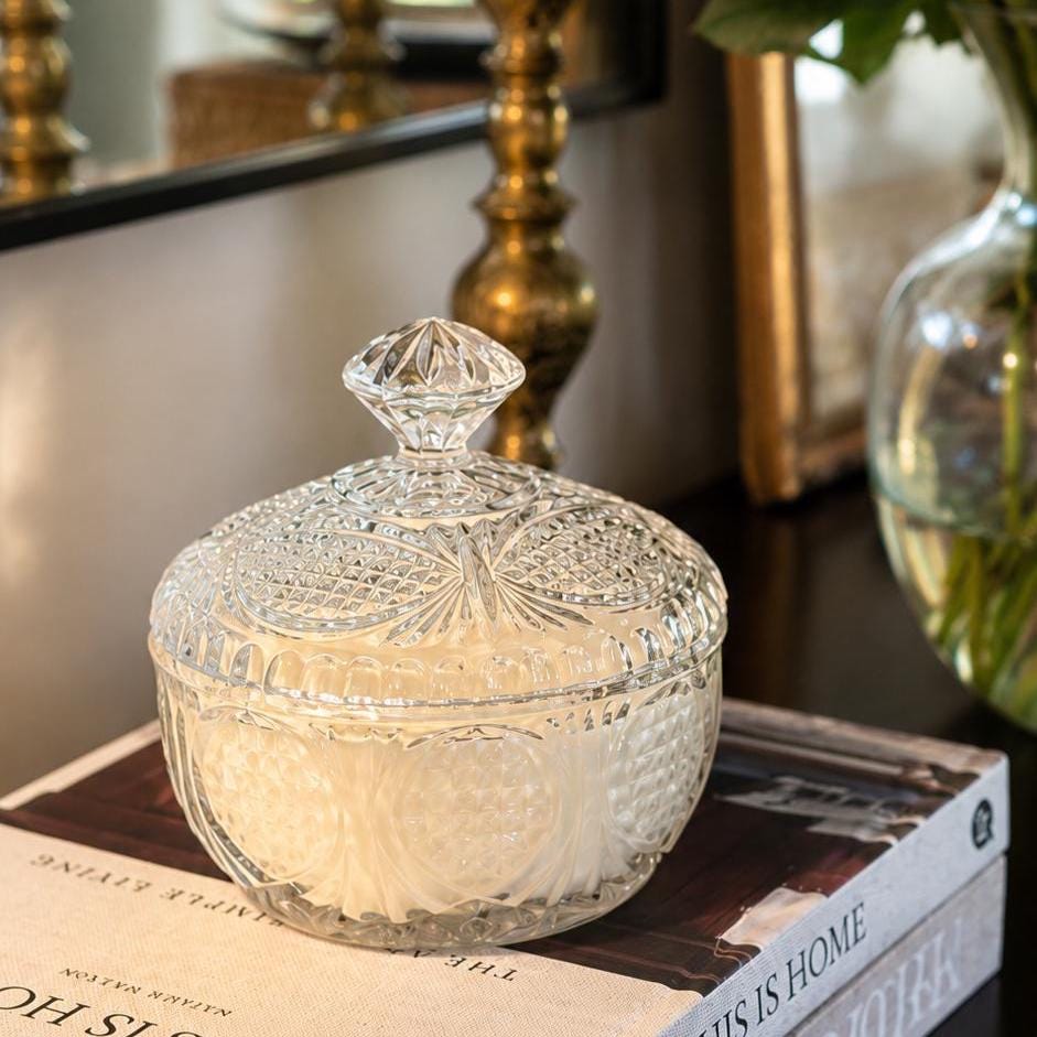 Vintage Glass Candy Dish Candle – Pineapple Fiesta