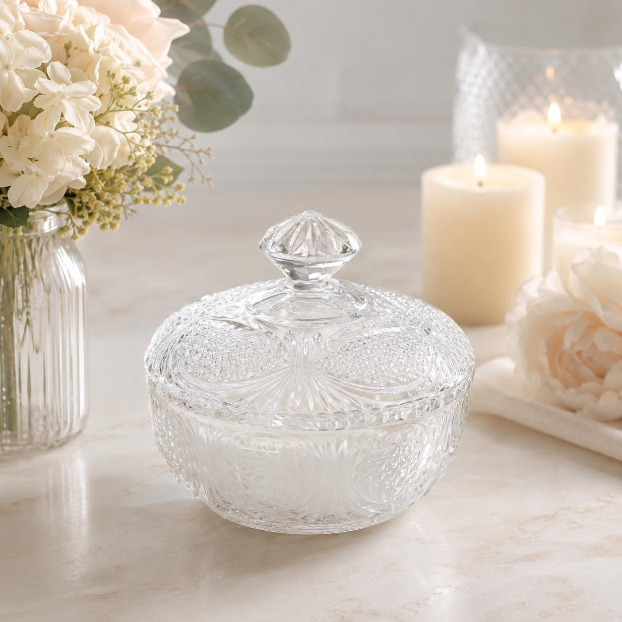 Vintage Candy Dish Candle, Summer Home Decor Gift