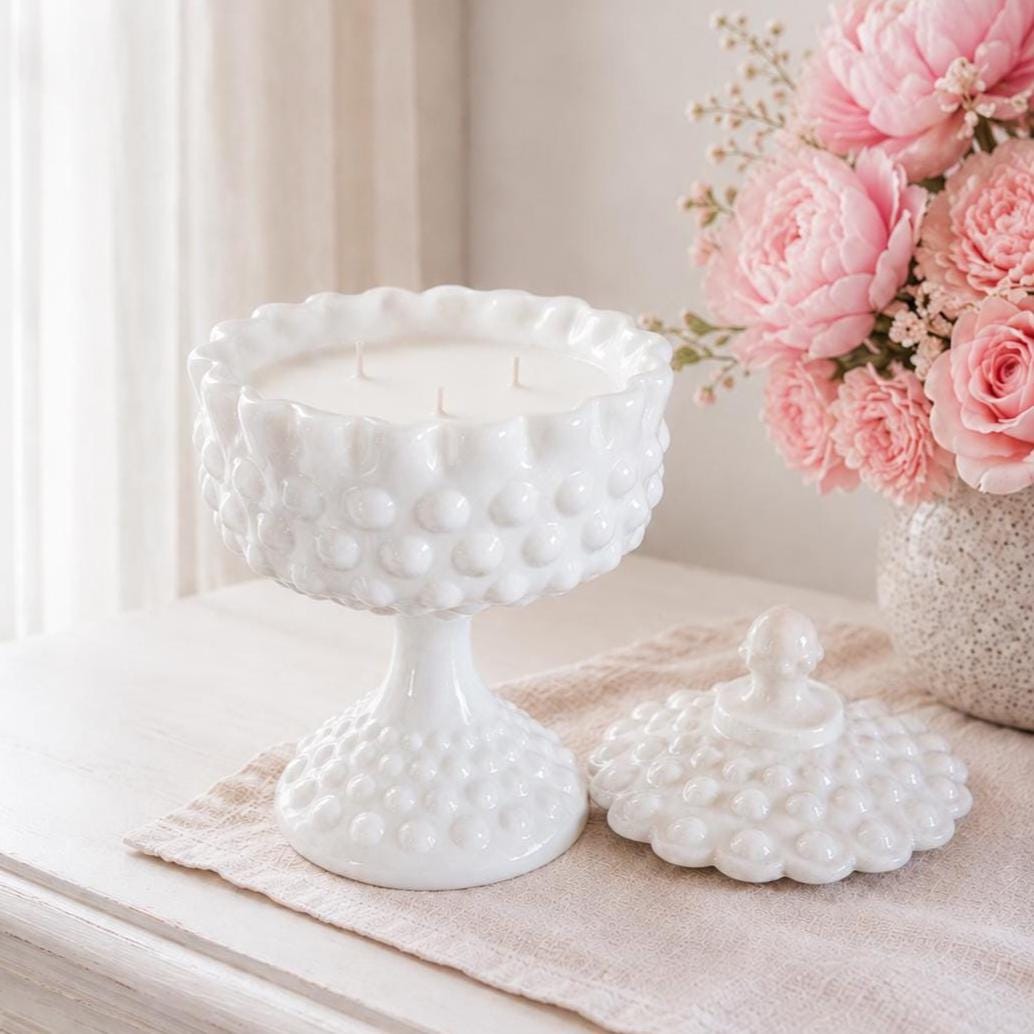 Vintage Fenton Milk Glass Candle, Housewarming Gift for Her