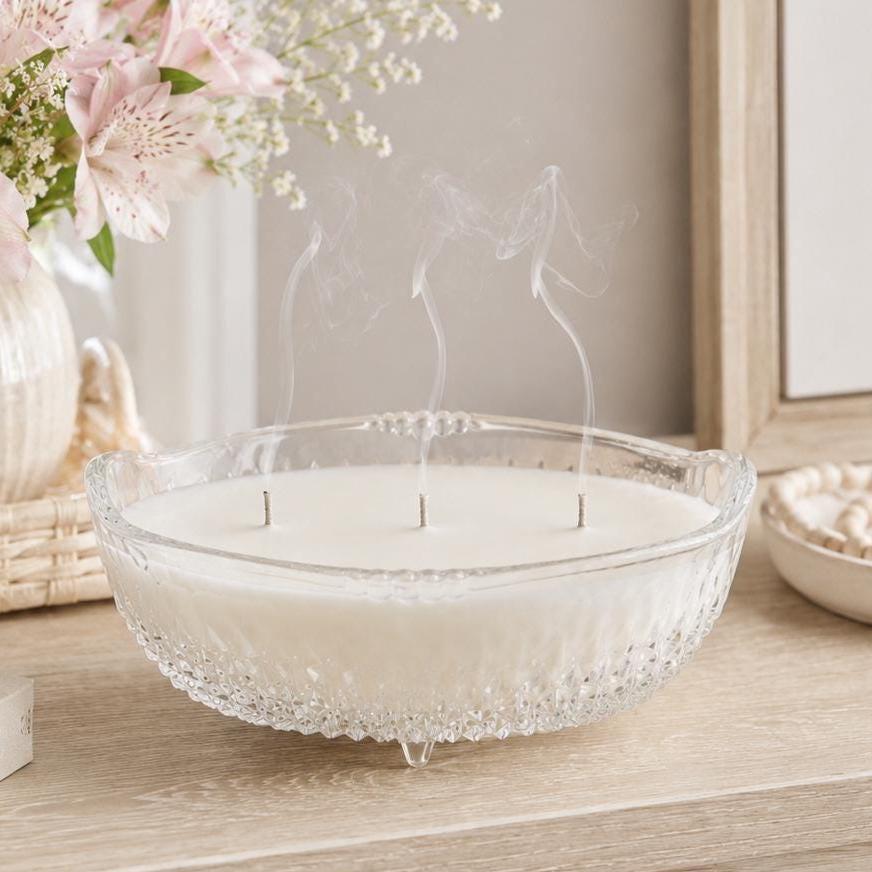 Moonflower Candle in Vintage Glass Bowl, Just Because Gift