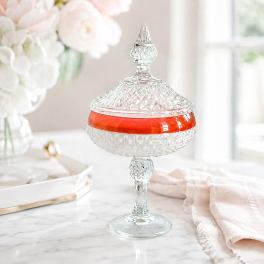 Elegant Black Currant Candle in Vintage Ruby Flash Dish