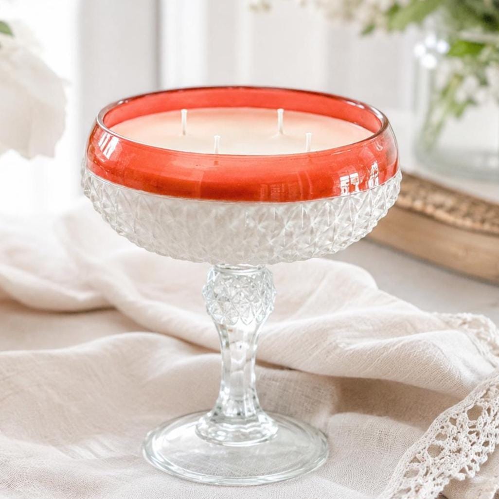 Vintage Cranberry Marmalade Candle in Ruby Flash Dish