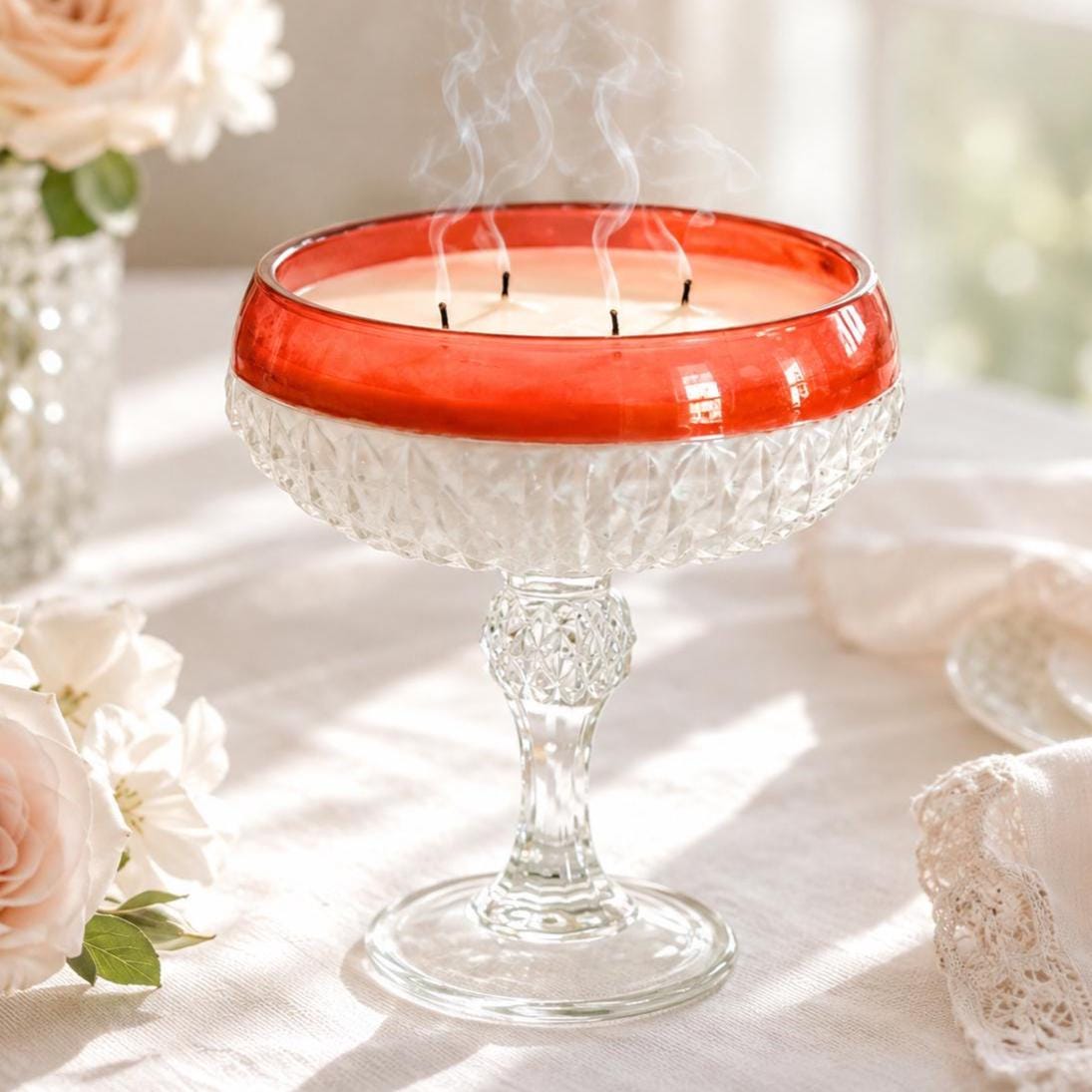 Vintage Cranberry Marmalade Candle in Ruby Flash Dish