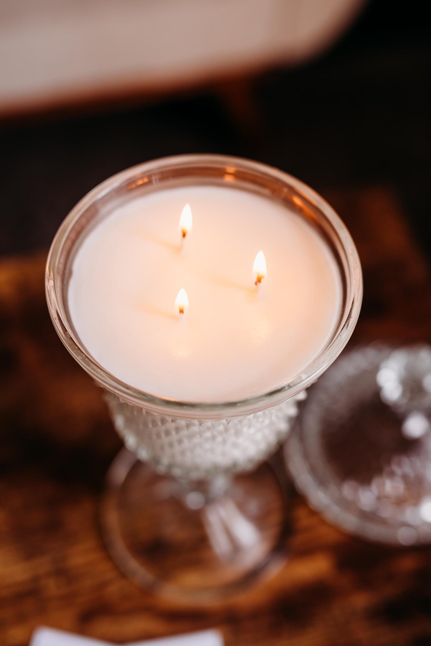Vintage Indiana Glass Footed Urn Candle, Wedding Gift for Couple