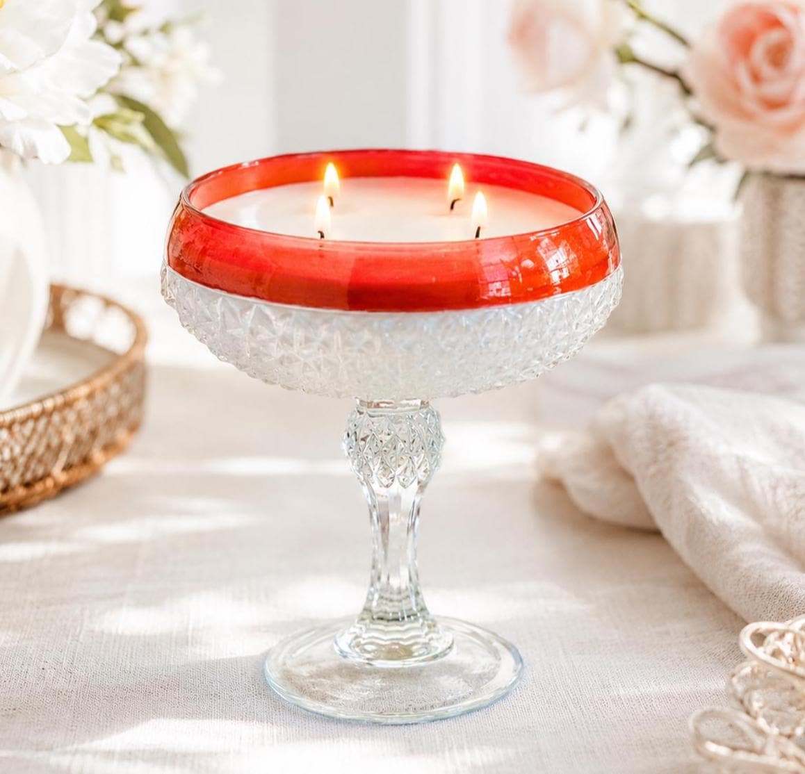 Vintage Cranberry Marmalade Candle in Ruby Flash Dish