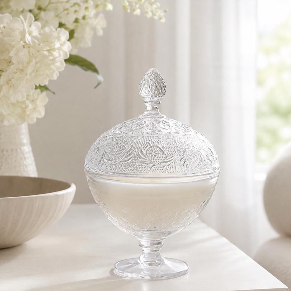 Vintage Glass Candy Dish Candle, Housewarming Gift for Her