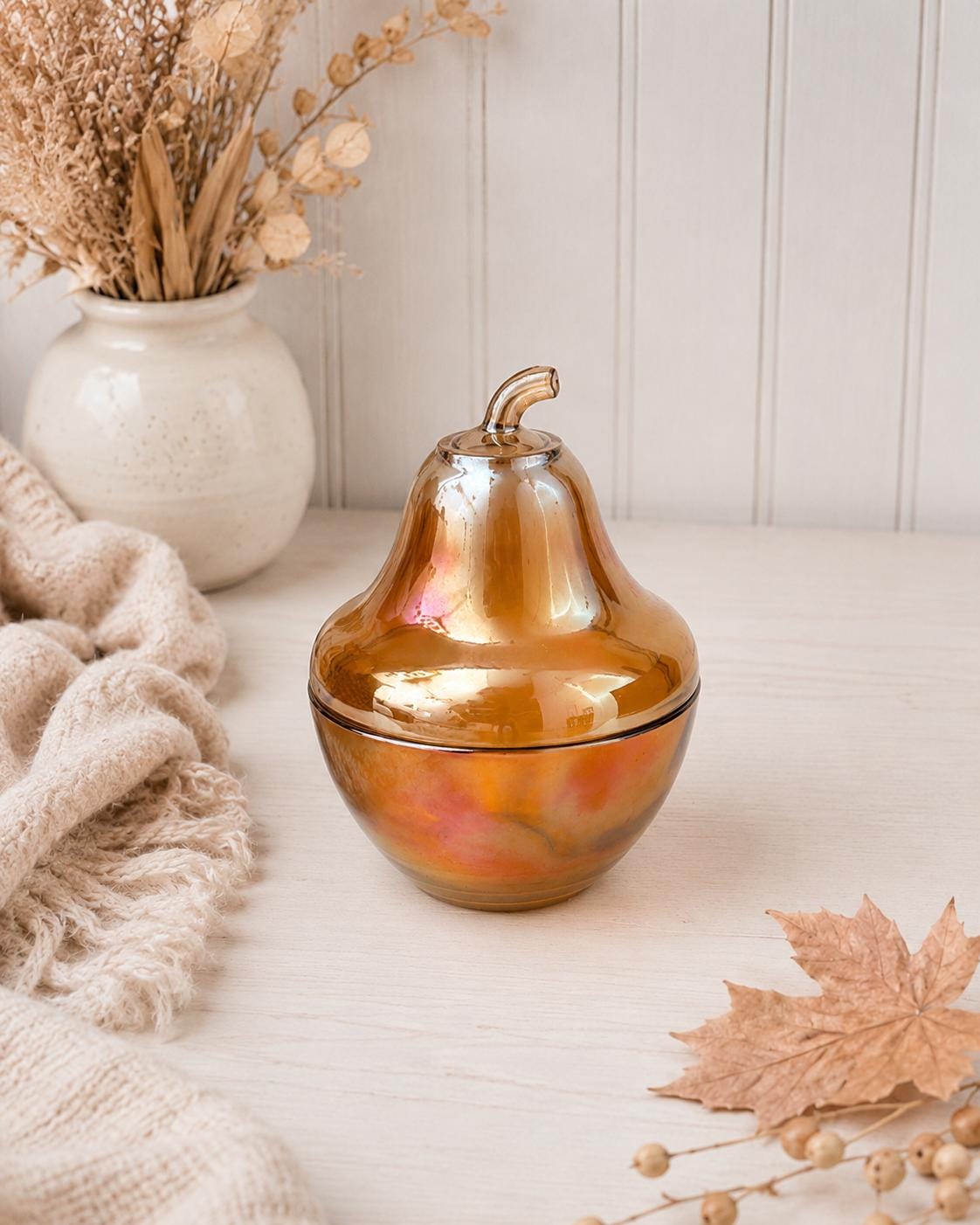 Vintage Jeannette Pear Jar Candle, Just Because Gift