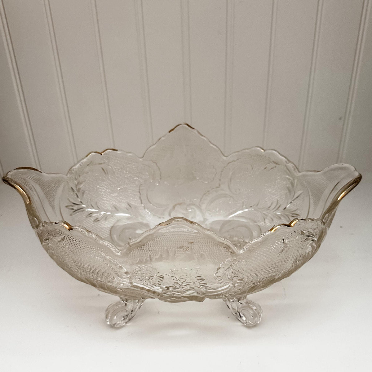 Fall Candle in Vintage Glass Fruit Bowl, Elegant Hostess Gift