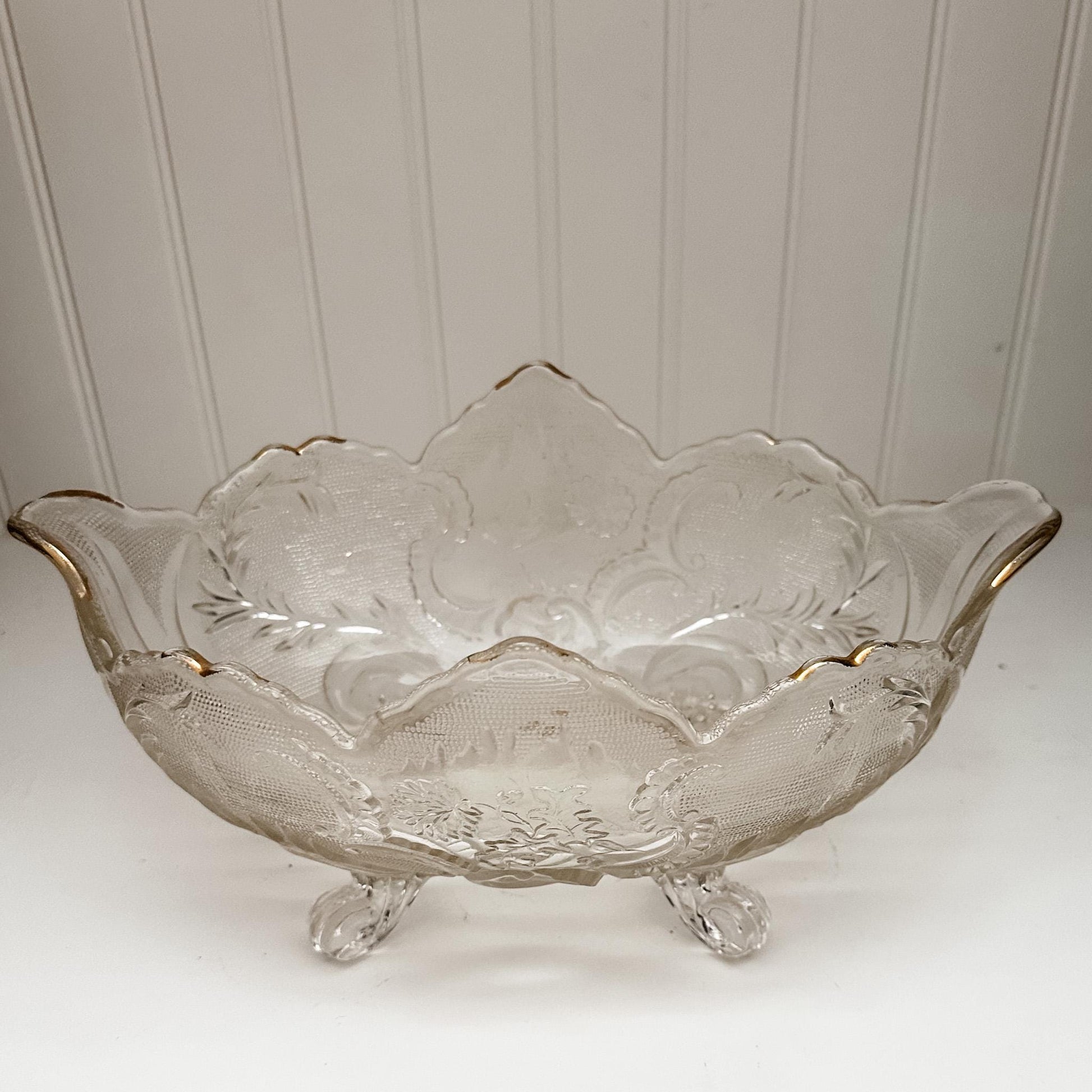 Fall Candle in Vintage Glass Fruit Bowl, Elegant Hostess Gift