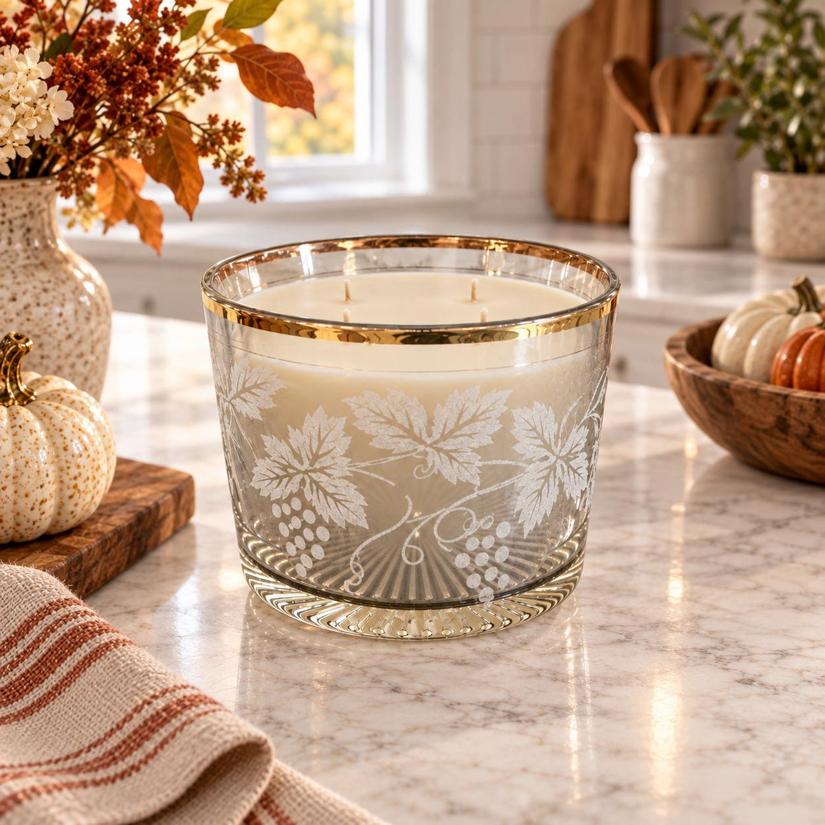 Vintage Glass Ice Bucket Candle, Holiday Hostess Gift