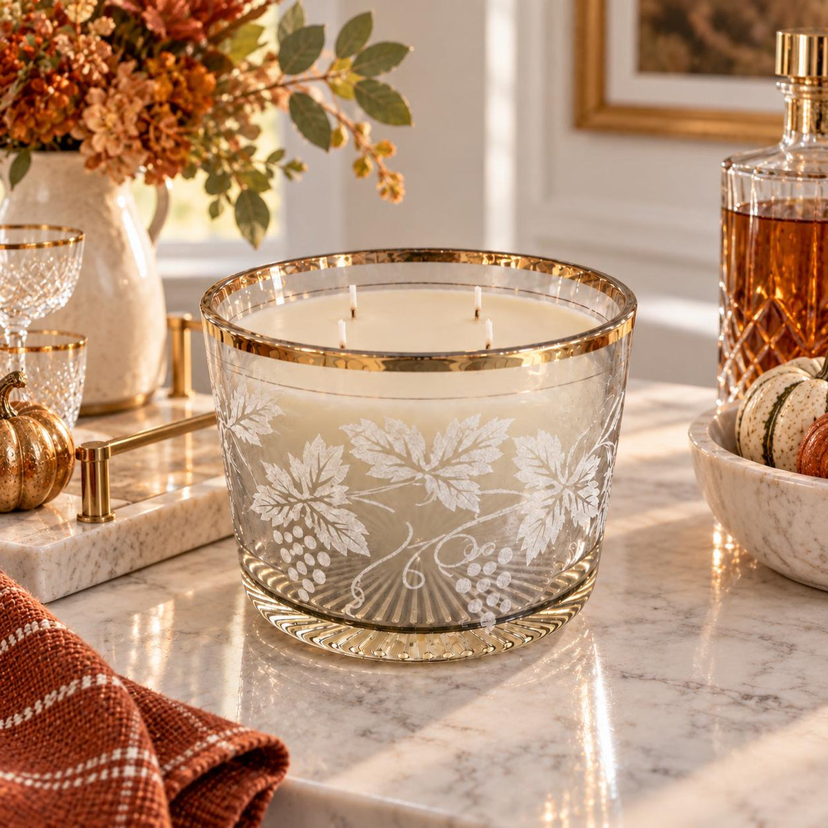 Vintage Glass Ice Bucket Candle, Holiday Hostess Gift