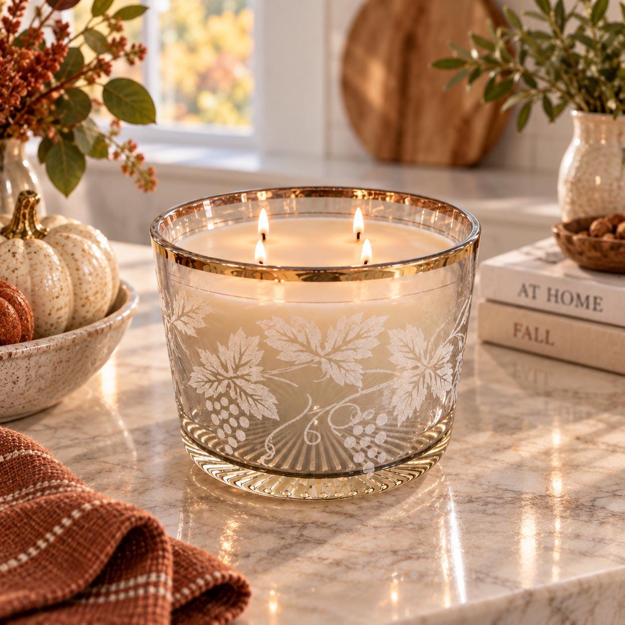 Vintage Glass Ice Bucket Candle, Holiday Hostess Gift