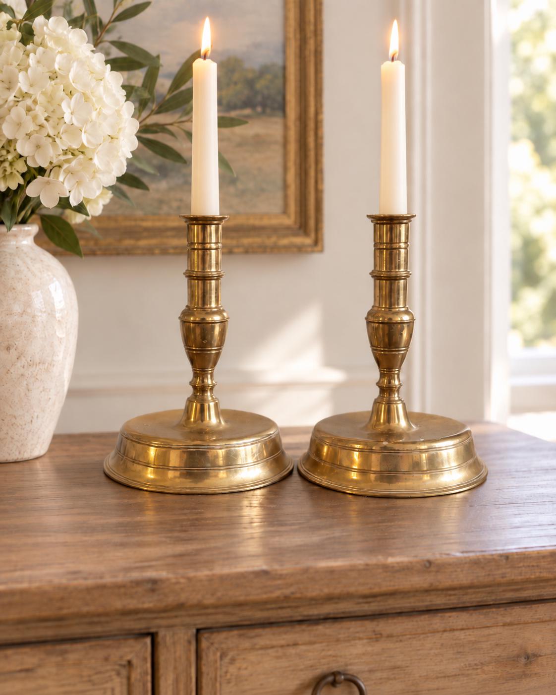 Antique Brass Bell Bottom Candle Holders
