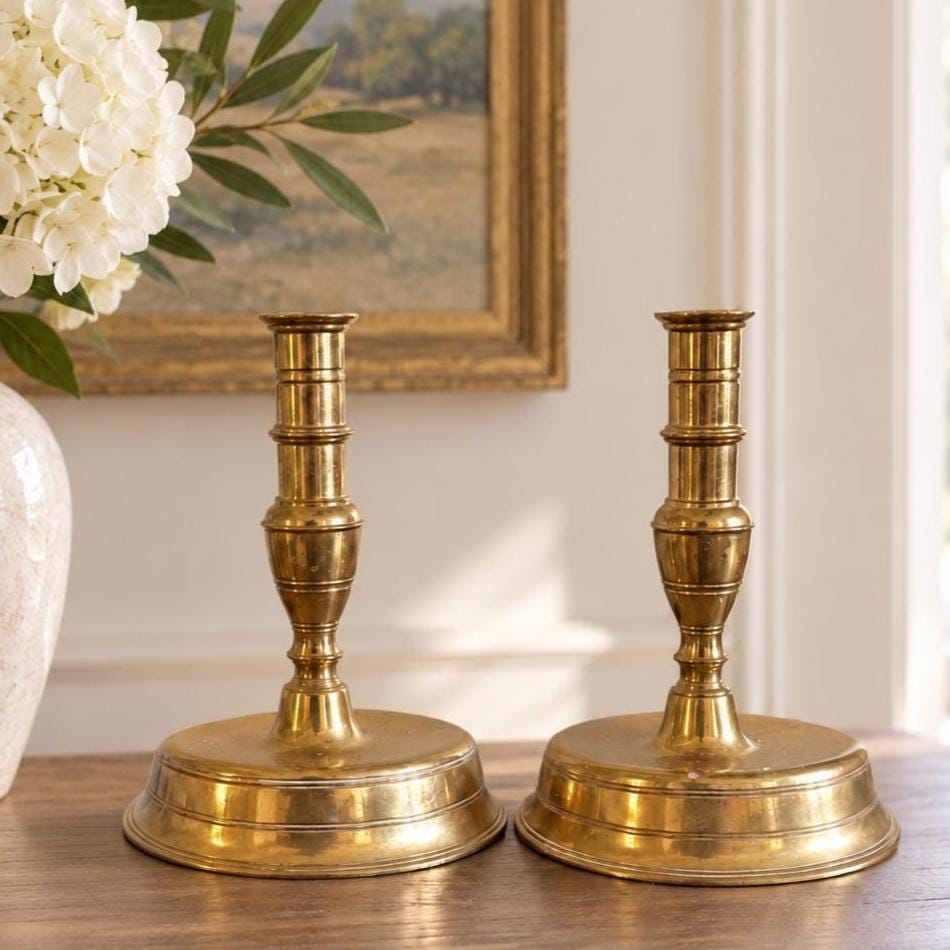 Antique Brass Bell Bottom Candle Holders