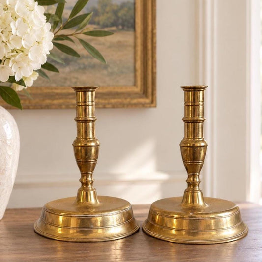 Antique Brass Bell Bottom Candle Holders