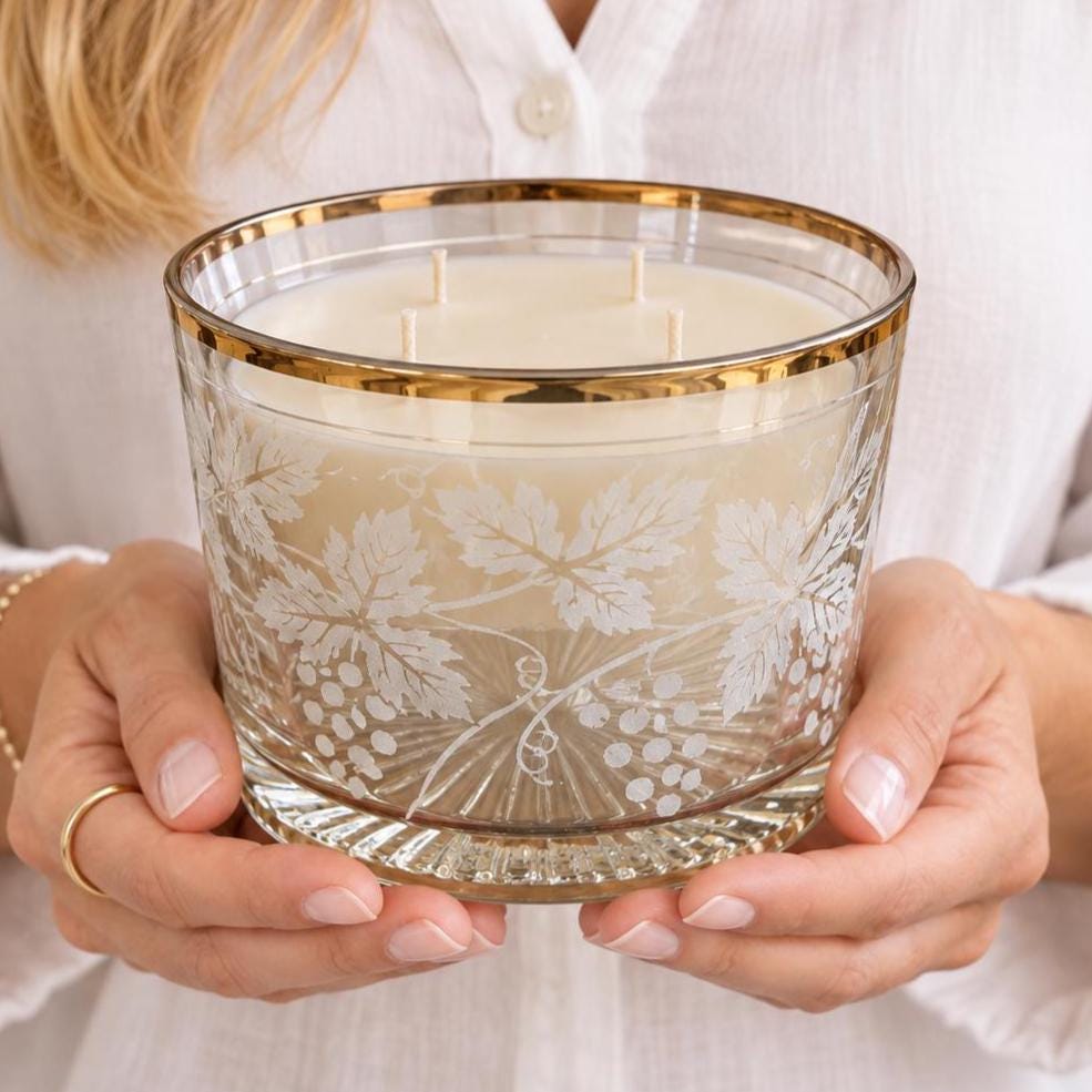 Vintage Glass Ice Bucket Candle, Holiday Hostess Gift