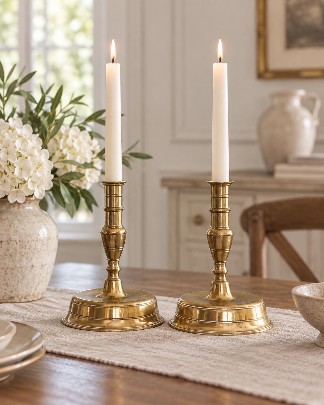 Antique Brass Bell Bottom Candle Holders